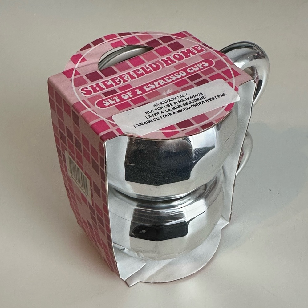 DAY 6 ADVENT CALENDAR SALE 🎄 Sheffield Home Shiny Silver Espresso Cup Duo